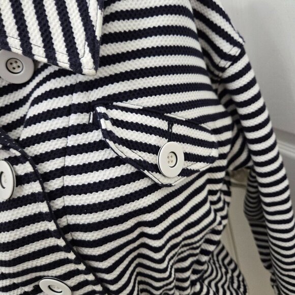 Cabi Harbor Jacket Small Stripes Knit navy White Button-Front Drawstring Waist - Picture 9 of 16
